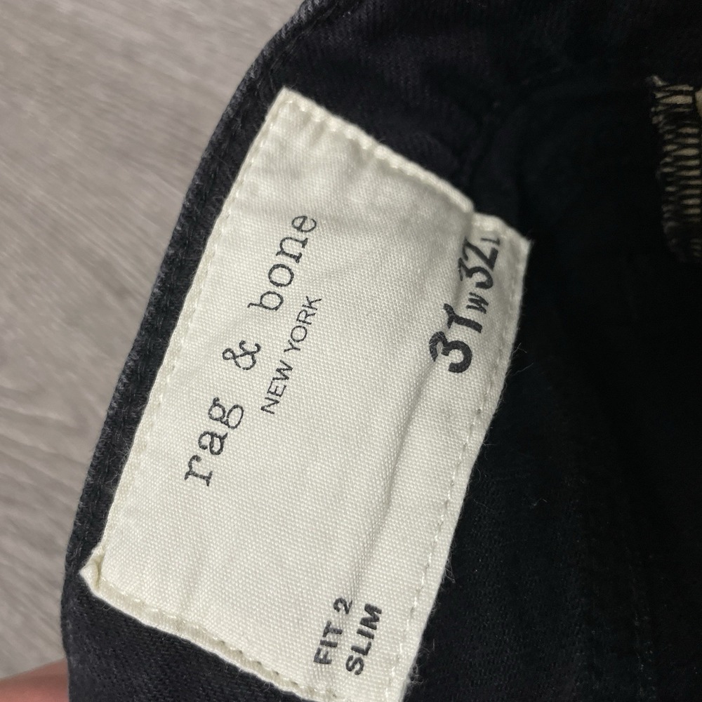 rag & bone Men's Slim Straight Jeans in Black - Picture 3 of 12